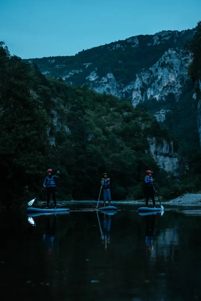 Night-time paddleboarding in the Gorges du Tarn