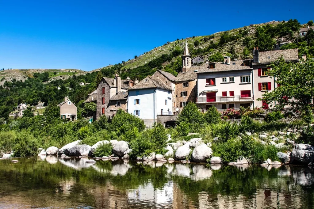 The village of Pont-de-Montvert and the River Tarn