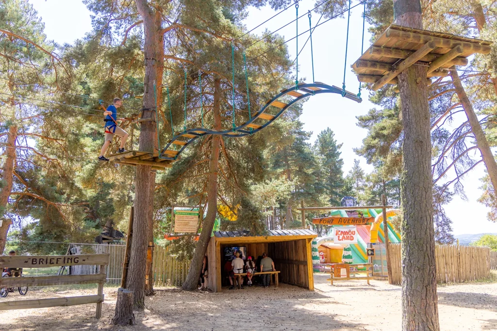 Tree-top adventure park at Lake Naussac