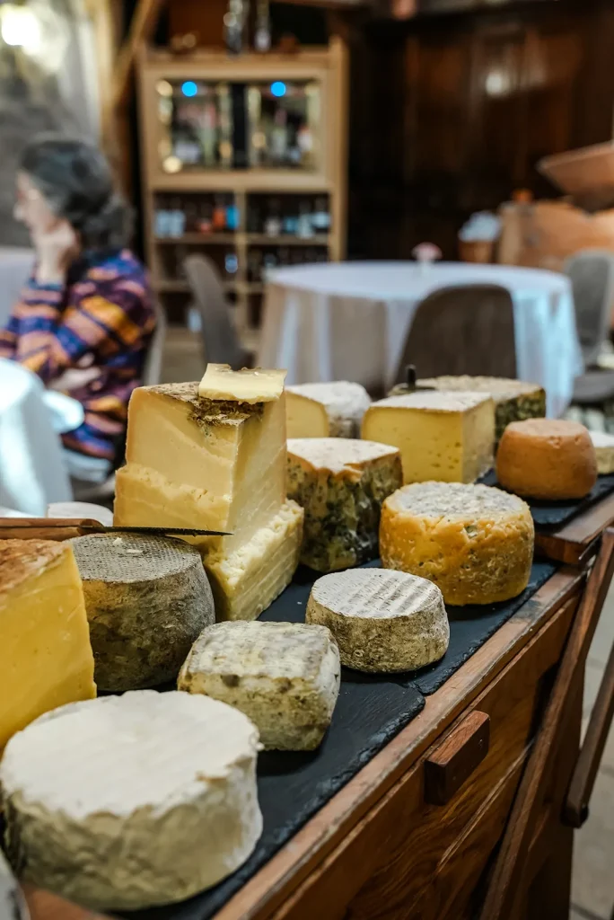 Cheese platter in a restaurant in Lozère