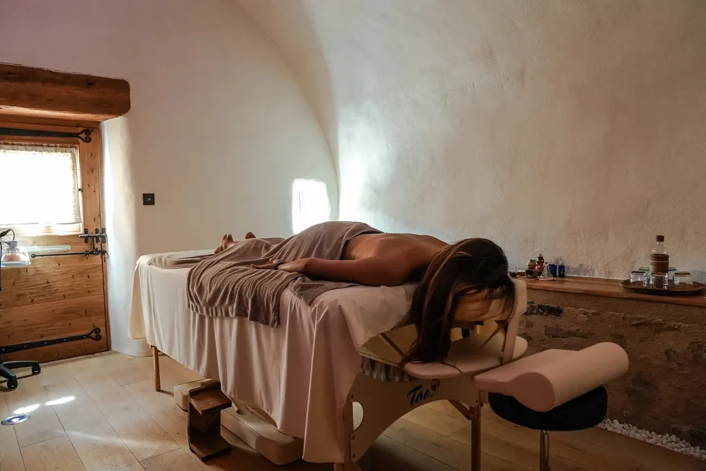 A woman on a massage table