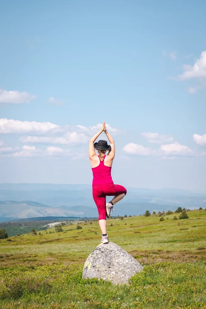 A yoga break on Mont-Lozère