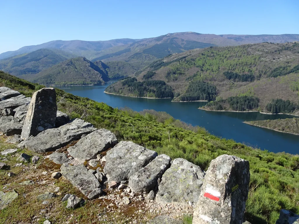 The Régordane Trail on the hills above Lake Villefort