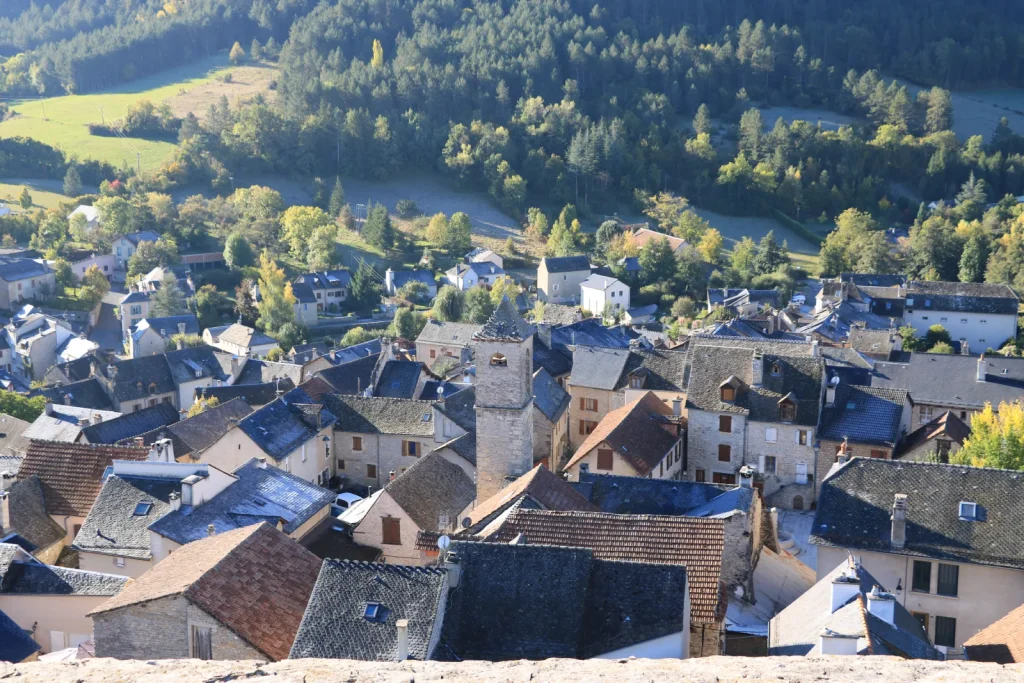 View of Chanac from the Chanac Tower, a stop on the Lot Valley cycle route.