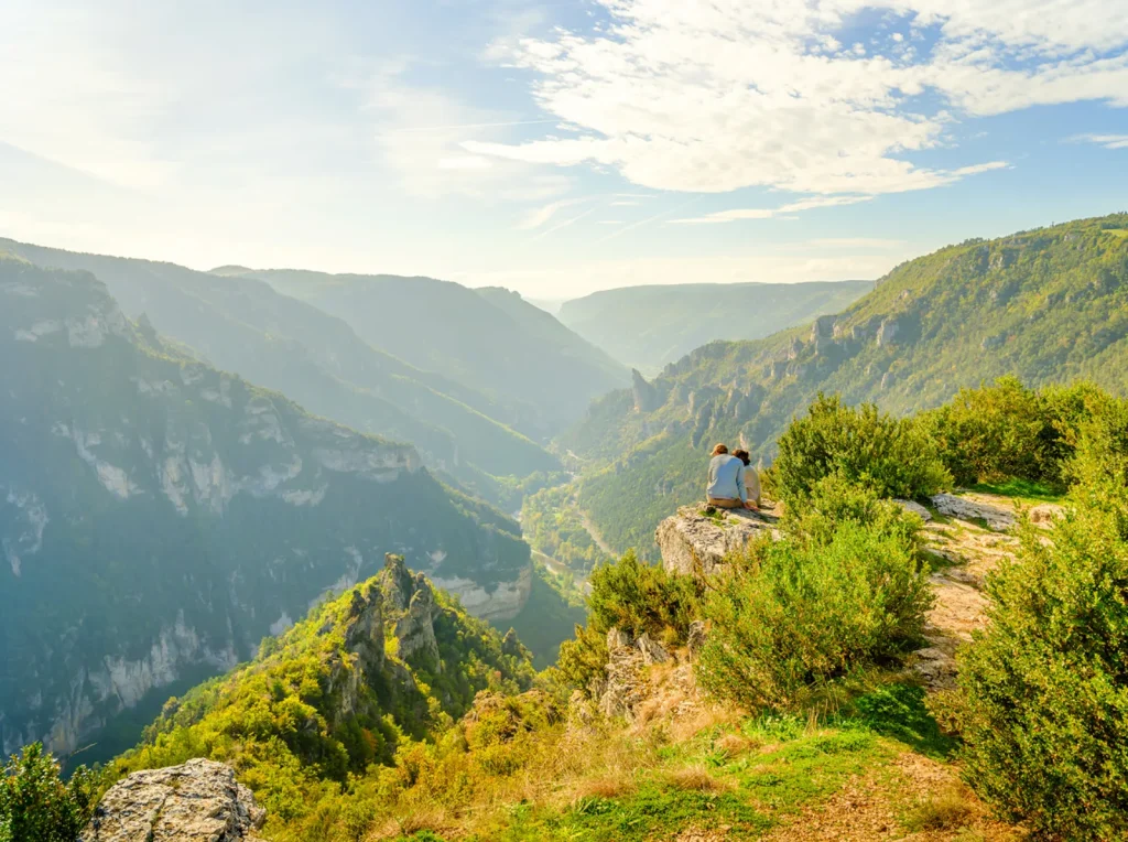 A couple enjoying the view at Point Sublime over the Gorges du Tarn.