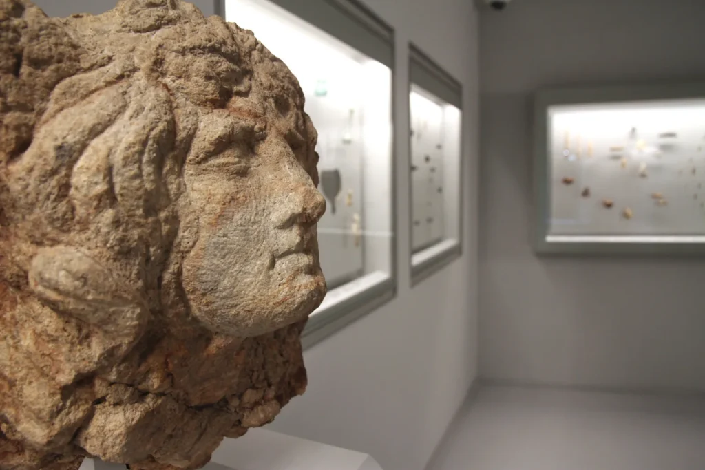 A closer look at a sculpture on display at the Gévaudan Museum.