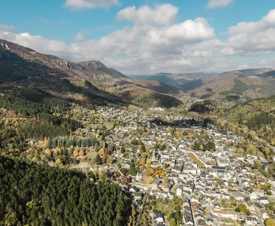 Vue aérienne sur Florac